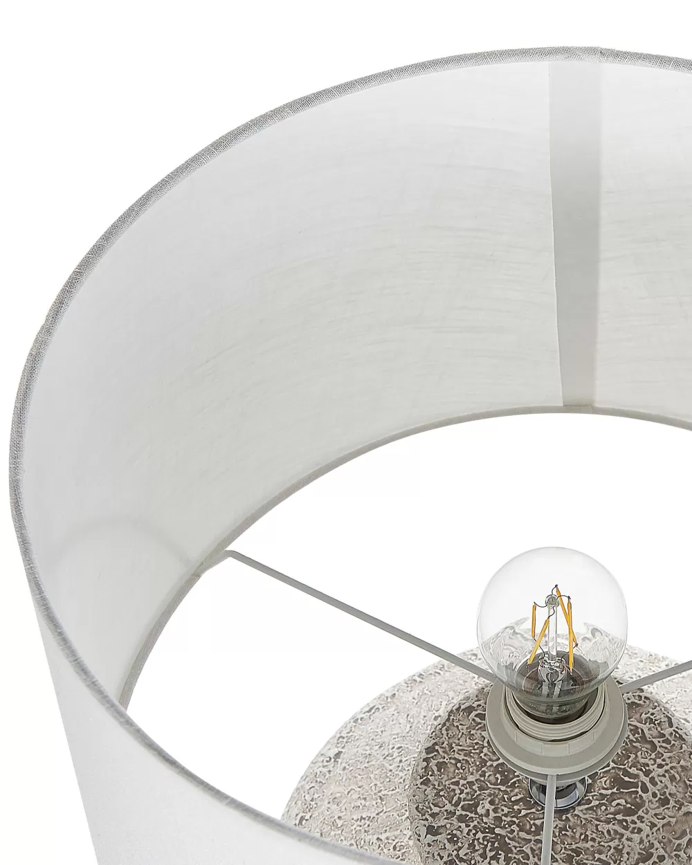 Lampada da Tavolo in Ceramica Bianco Crema - Design Moderno Beliani Modello Caine