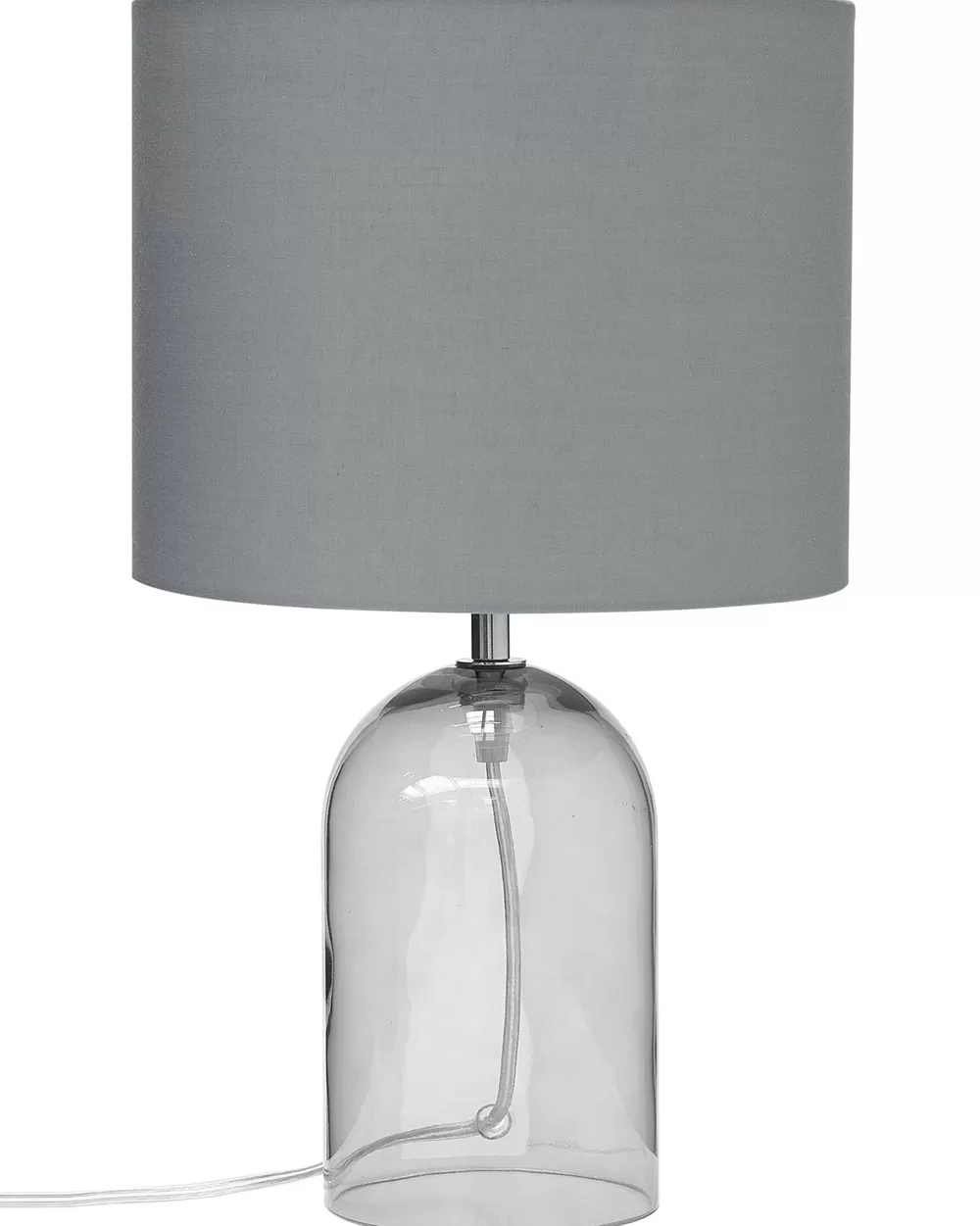 Lampada da Tavolo Moderna Beliani in Cristallo Trasparente e Grigio - Design Elegante per Illuminazione Domestica | Modello Devoll per Arredamento Contemporaneo