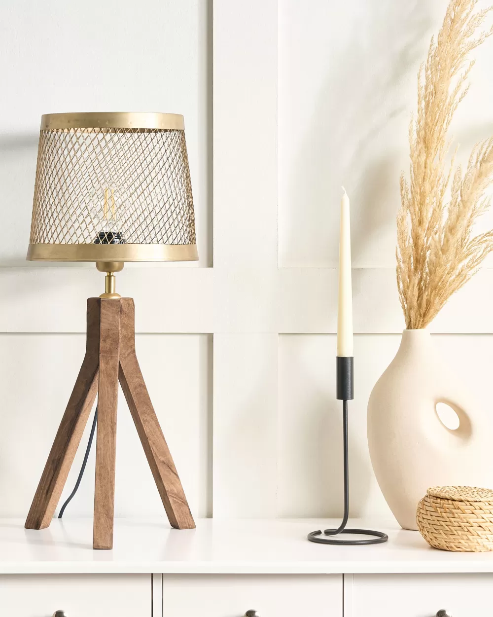 Offerta - Lavabo da Appoggio in Legno Mango Scuro con Rubinetto Ottone Invecchiato | Design Elegante Beliani