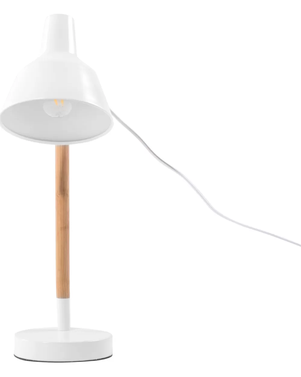 Lampada da Tavolo Beliani Aldan - Design Moderno in Metallo con Dettagli in Legno Chiaro, Illuminazione Elegante per Interni