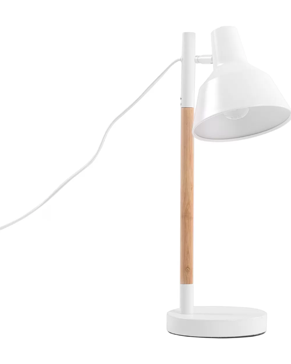 Lampada da Tavolo Beliani Aldan - Design Moderno in Metallo con Dettagli in Legno Chiaro, Illuminazione Elegante per Interni