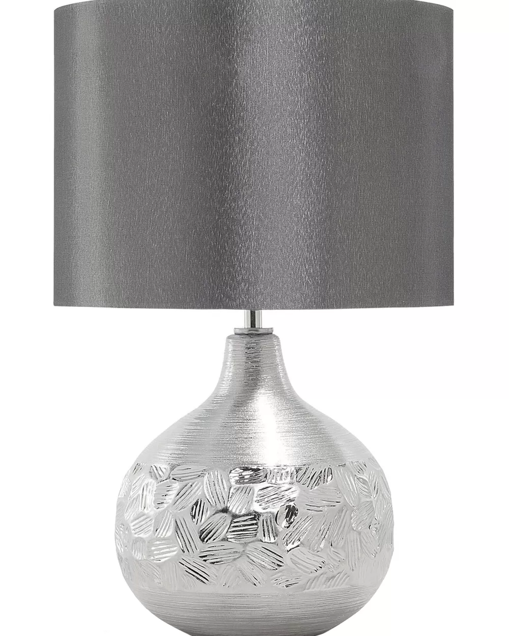 Beliani Lampada da Tavolo Moderna in Porcellana Lucida - Design Yakima con Rifiniture Argentate 

（：，，，AI）
