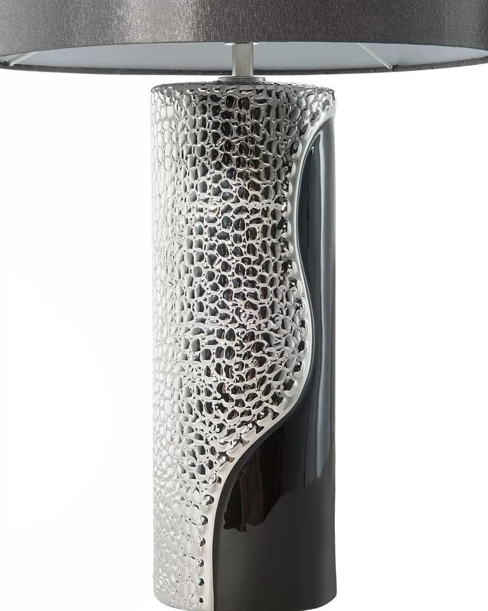 Lampada da tavolo Beliani in porcellana - design elegante in doppia finitura nero/argento modello Aiken