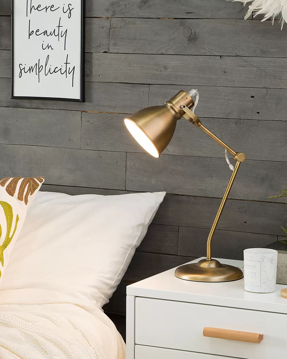 Lampada da Tavolo Elegante in Acciaio e Ottone - Design Moderno Beliani Monsan
