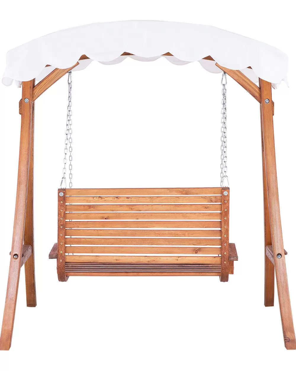 Altalena da Giardino con Baldacchino in Legno di Teak - Design Moderno e Confortevole, Colore Sabbia Chiaro, Modello Andria by Beliani