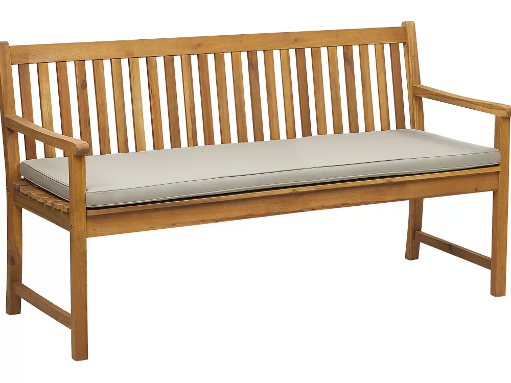 Panchina da Giardino in Legno di Acacia Certificato - Design Vivara 160 cm, Tonalità Chiara con Dettagli Grigio-Marrone | Offerta Speciale Beliani