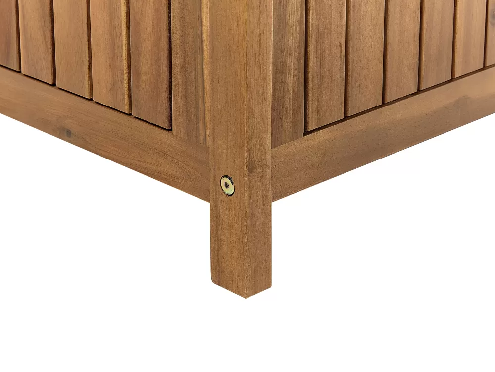 Panchina da Esterno Beliani in Legno di Acacia Chiaro - 160 cm con Vano di Deposito, Soluzione Pratica per Giardini e Verande