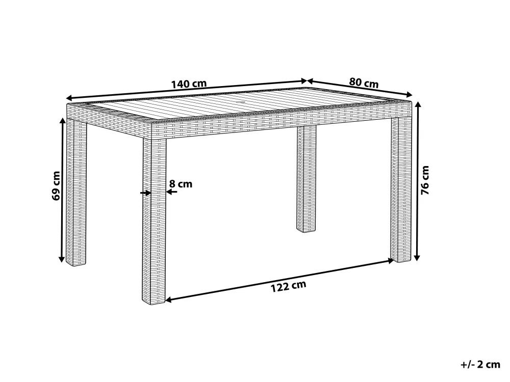 Beliani Tavolo da Giardino Moderno Fossano 140x80 cm - Grigio Grafite per Arredi Esterni Resistente