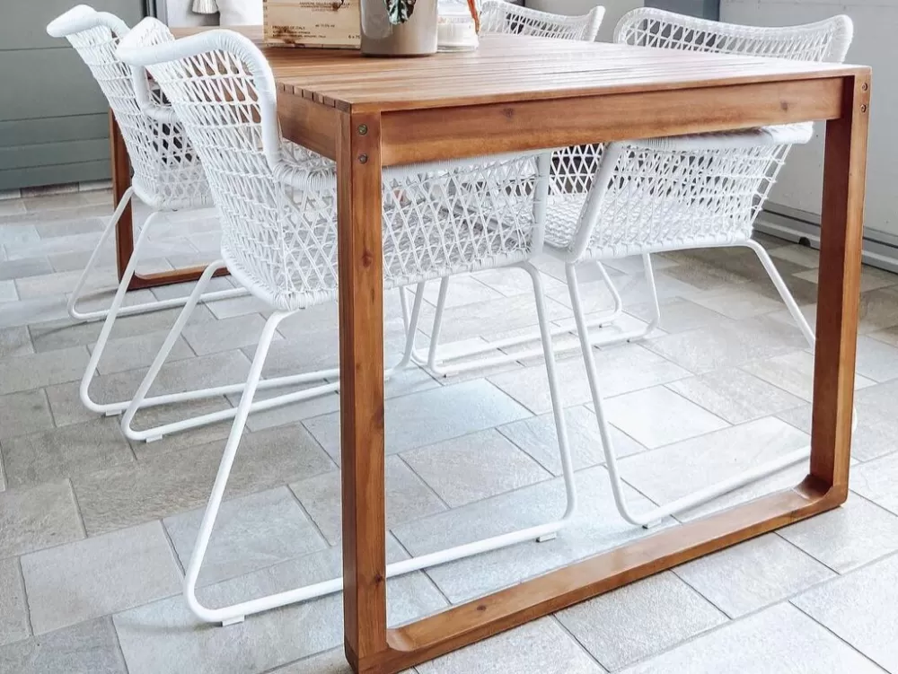 Tavolo da Giardino Elegante in Acacia Chiaro - Design Moderno 180x90 cm, Modello Sassari Beliani