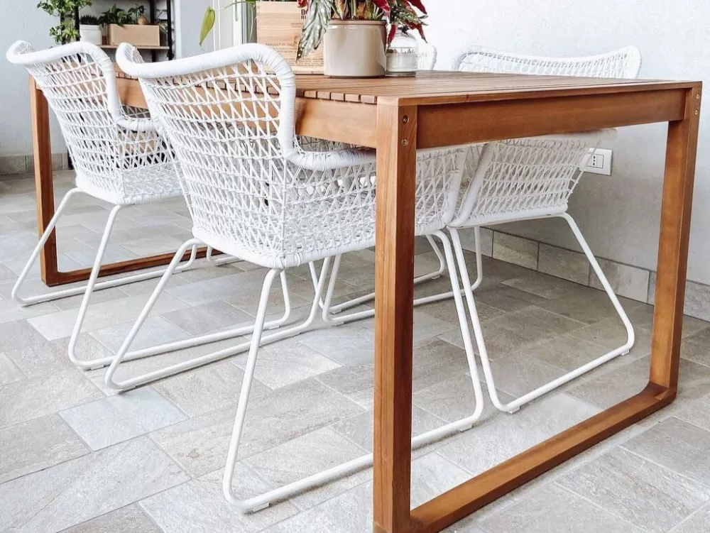Tavolo da Giardino Elegante in Acacia Chiaro - Design Moderno 180x90 cm, Modello Sassari Beliani
