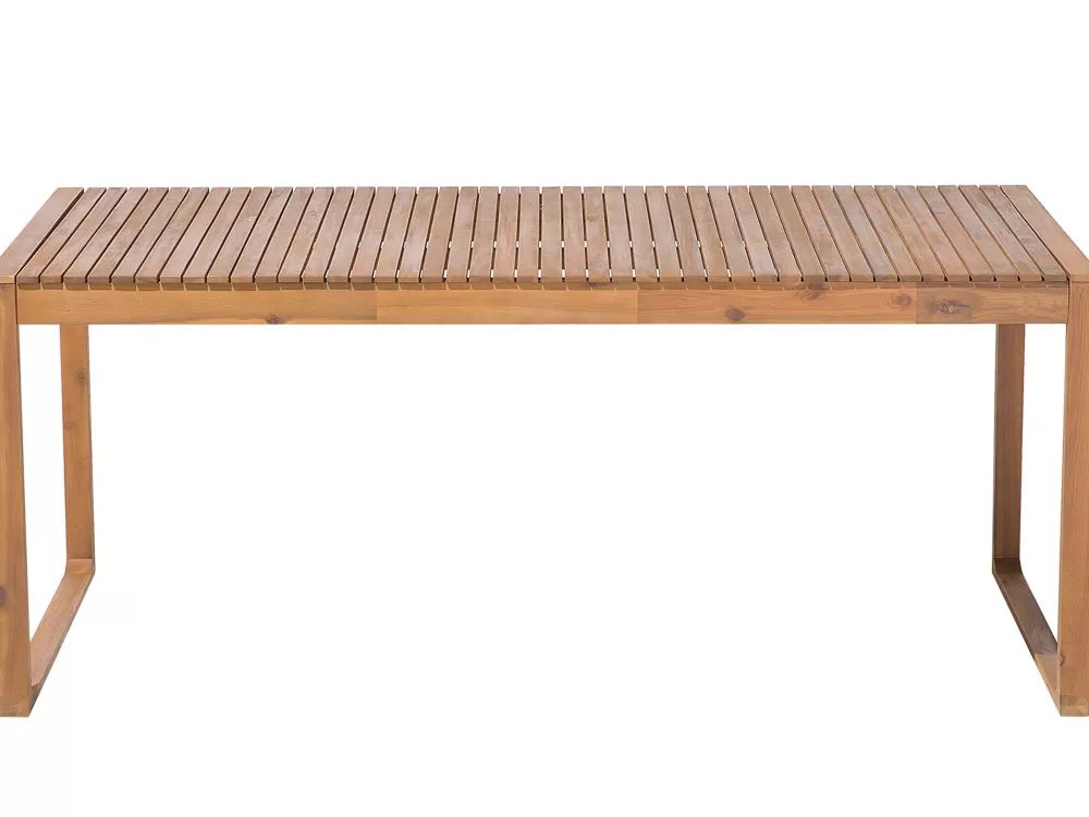 Tavolo da Giardino Elegante in Acacia Chiaro - Design Moderno 180x90 cm, Modello Sassari Beliani