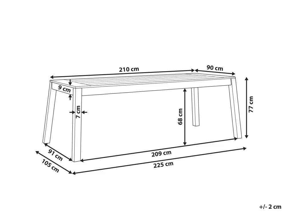 Beliani Outlet - Tavolo da Esterno in Legno di Acacia Chiaro, Design Elegante 210x90 cm - Ideale per Spazi Aperti, Collezione Livorno