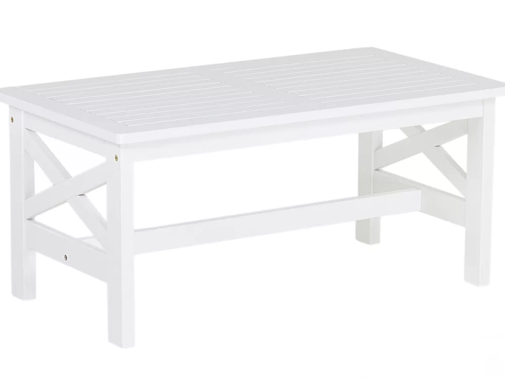 Tavolo da Giardino Beliani in Legno di Acacia - Design Scandinavo, Bianco Luminoso, 100x55 cm - Collezione Baltica