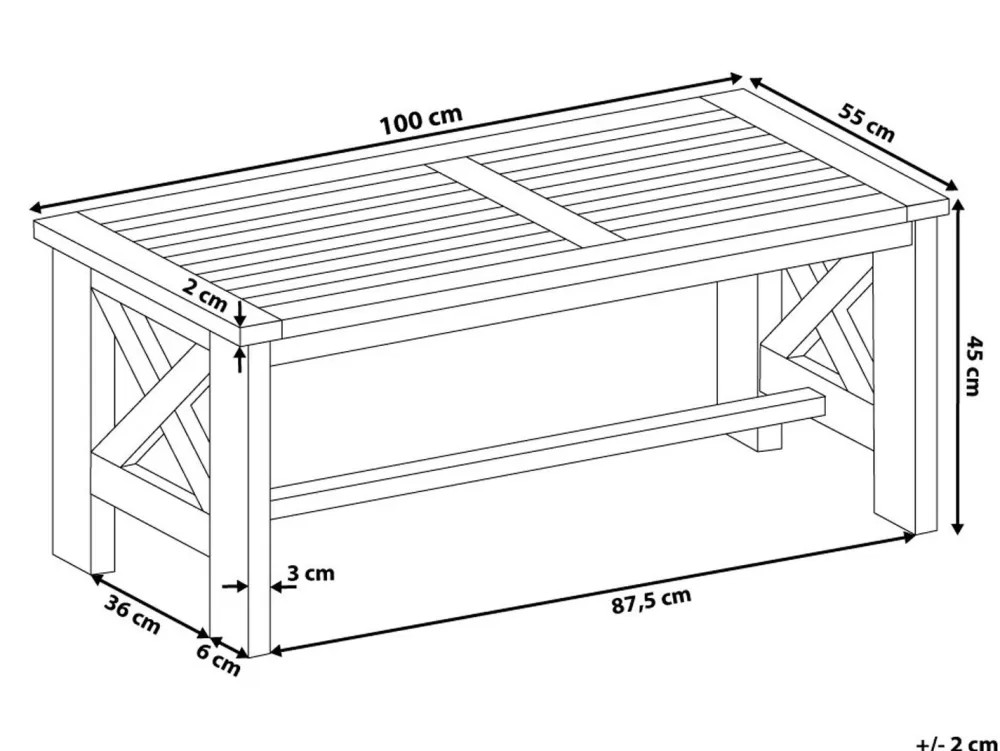 Tavolo da Giardino Beliani in Legno di Acacia - Design Scandinavo, Bianco Luminoso, 100x55 cm - Collezione Baltica
