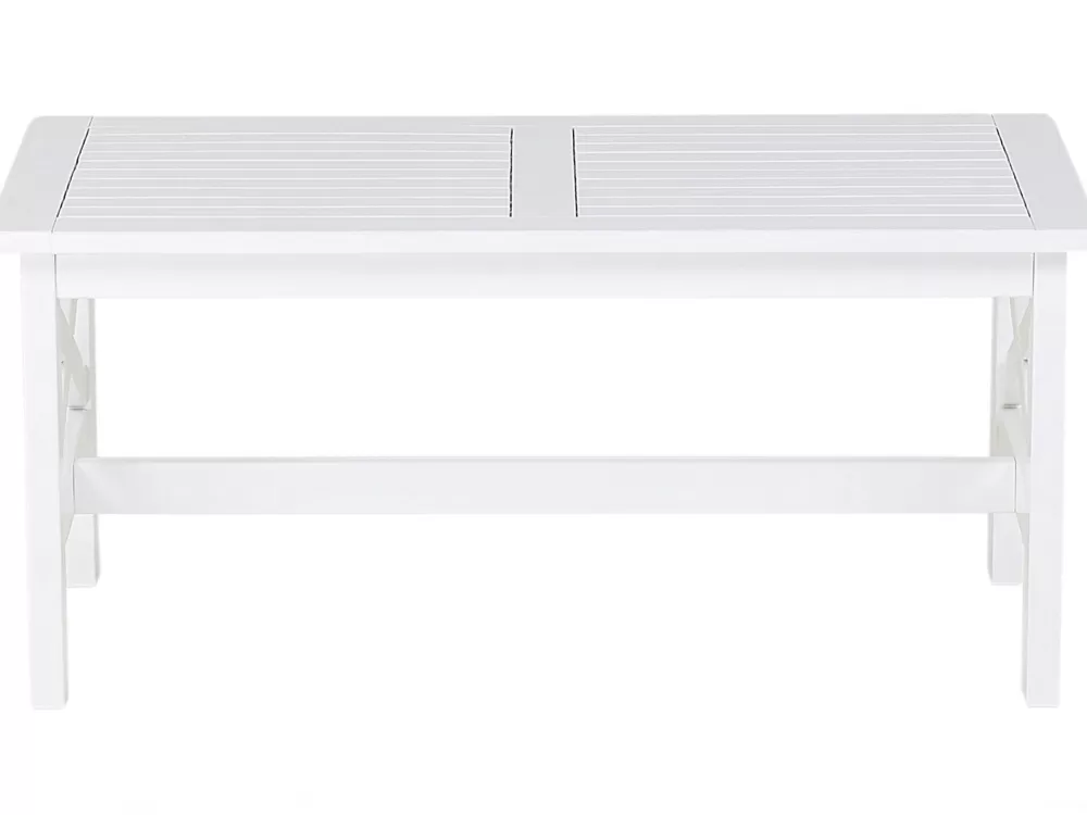 Tavolo da Giardino Beliani in Legno di Acacia - Design Scandinavo, Bianco Luminoso, 100x55 cm - Collezione Baltica