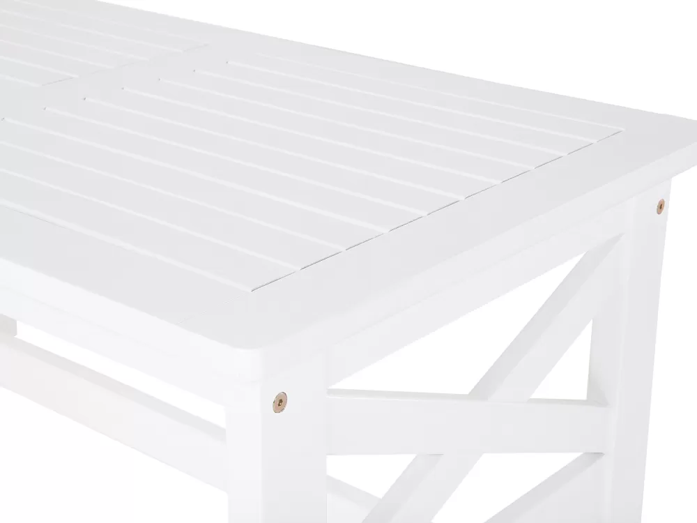 Tavolo da Giardino Beliani in Legno di Acacia - Design Scandinavo, Bianco Luminoso, 100x55 cm - Collezione Baltica