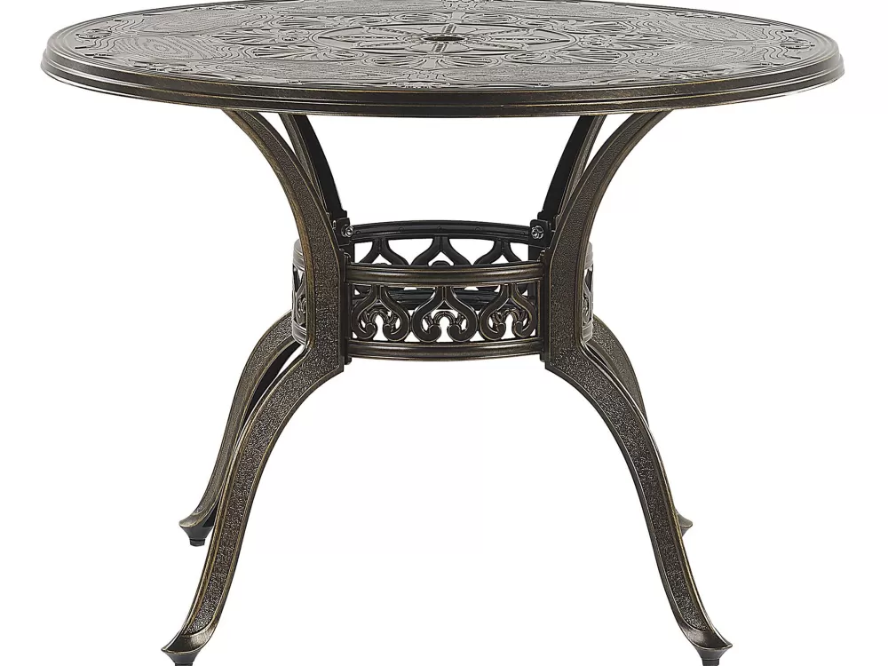Beliani - Tavolo Elegante per Esterni in Alluminio, Marrone Scuro, Design Moderno - 100 cm (Modello Sapri)