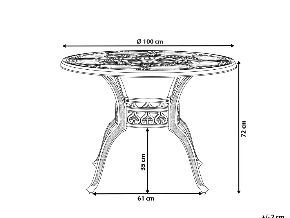 Beliani - Tavolo Elegante per Esterni in Alluminio, Marrone Scuro, Design Moderno - 100 cm (Modello Sapri)