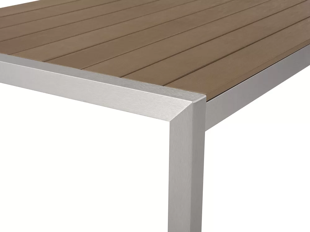 Tavolo Estivo Beliani in Alluminio e Legno Chiaro con Struttura Resistente - Dimensioni L 180x90 cm, Design Moderno a Prezzo Accessibile