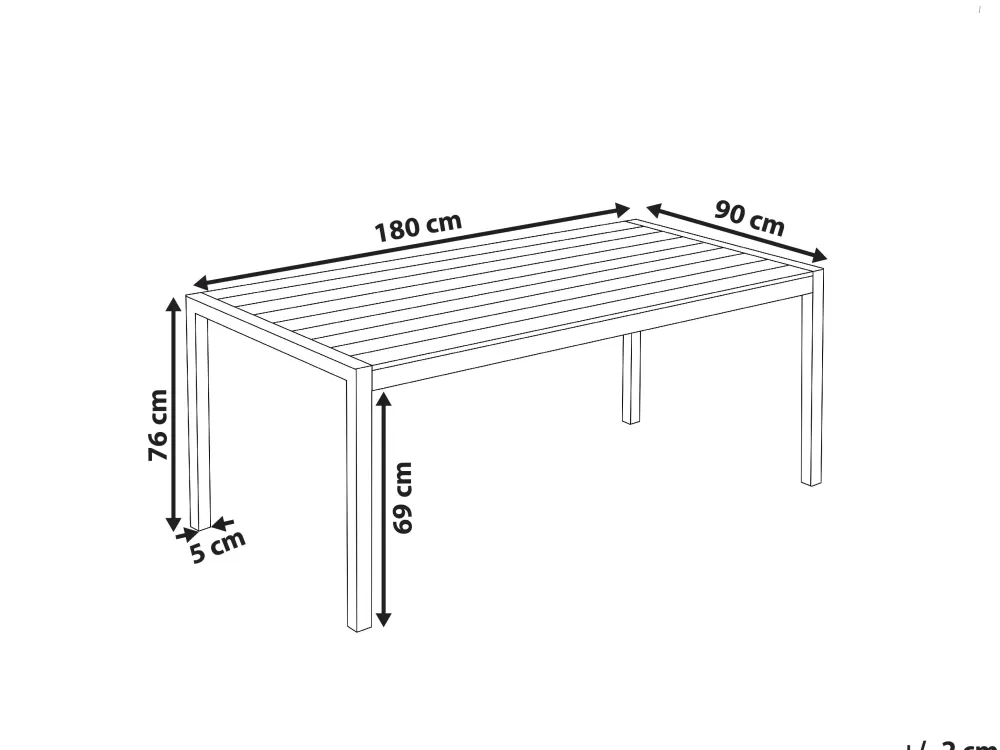 Tavolo Estivo Beliani in Alluminio e Legno Chiaro con Struttura Resistente - Dimensioni L 180x90 cm, Design Moderno a Prezzo Accessibile
