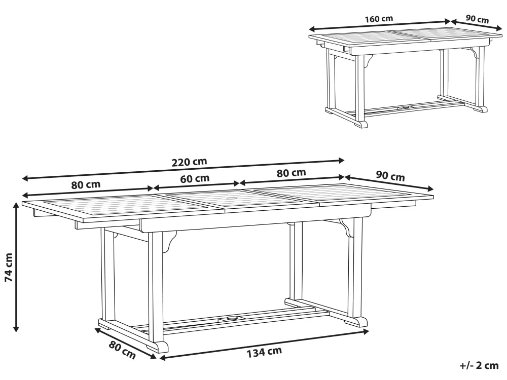 Tavolo da Esterno Allungabile in Legno di Acacia Scuro - Design Toscano 160-220x90 cm | Ideale per Giardino e Terrazzo | Beliani