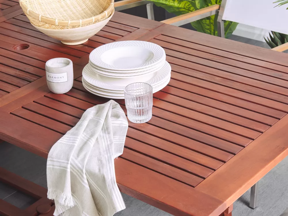 Tavolo da Esterno Allungabile in Legno di Acacia Scuro - Design Toscano 160-220x90 cm | Ideale per Giardino e Terrazzo | Beliani