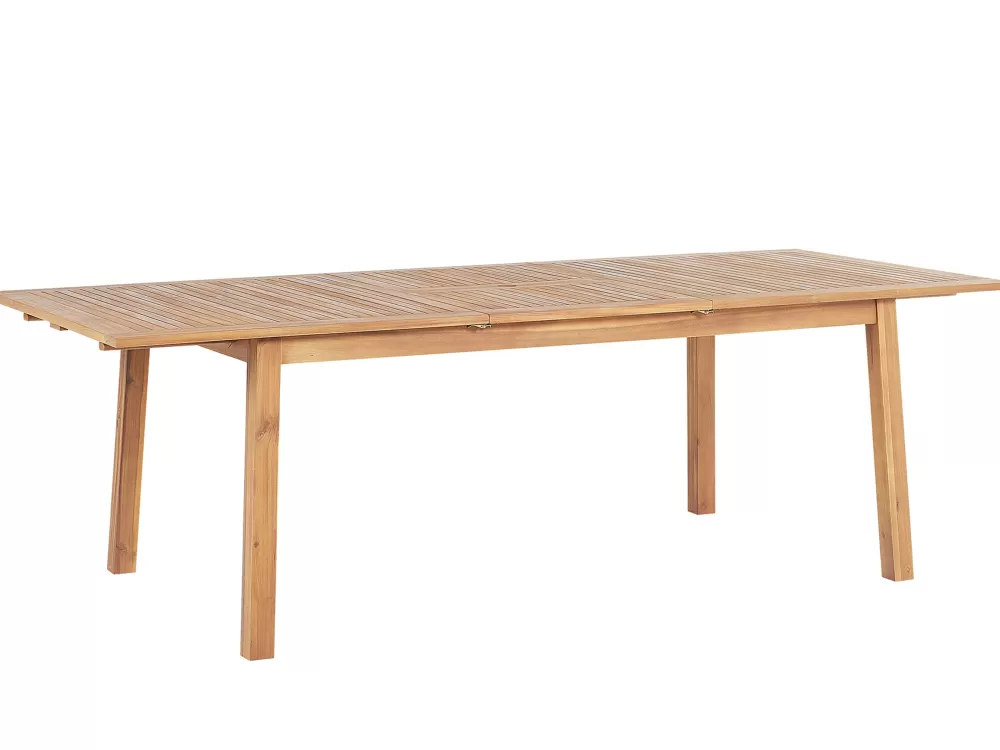Tavolo da Esterno Regolabile in Legno di Acacia Chiaro Beliani - Design Elegante con Prolunga 180/240 cm x 100 cm, Ideale per Giardino e Terrazzo | Modello Cesana