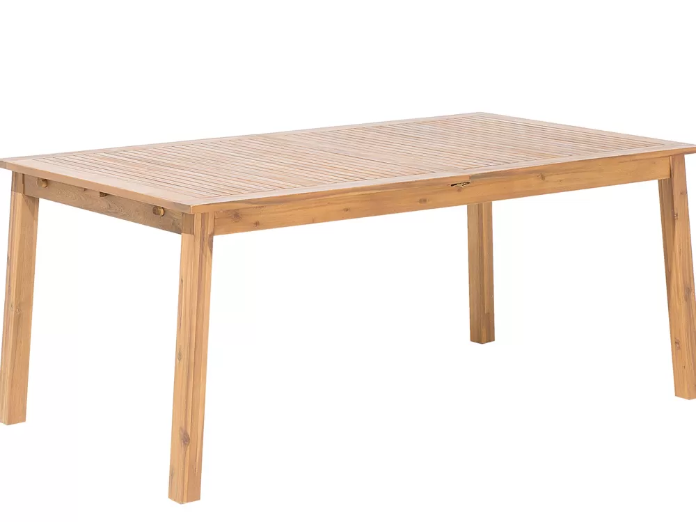 Tavolo da Esterno Regolabile in Legno di Acacia Chiaro Beliani - Design Elegante con Prolunga 180/240 cm x 100 cm, Ideale per Giardino e Terrazzo | Modello Cesana