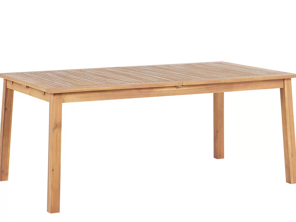 Tavolo da Esterno Regolabile in Legno di Acacia Chiaro Beliani - Design Elegante con Prolunga 180/240 cm x 100 cm, Ideale per Giardino e Terrazzo | Modello Cesana