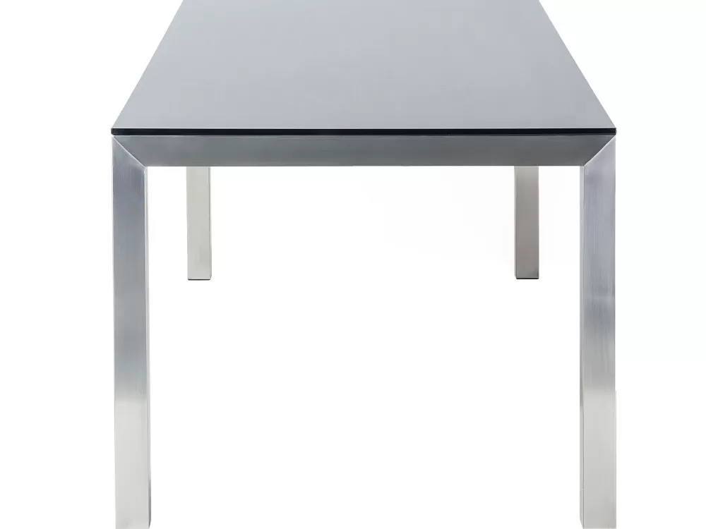 Tavolo da Giardino Beliani con Piano in Vetro - Design Moderno, Nero Opaco, Dimensioni 180x90 cm, Linea Grosseto - Offerta Imperdibile!