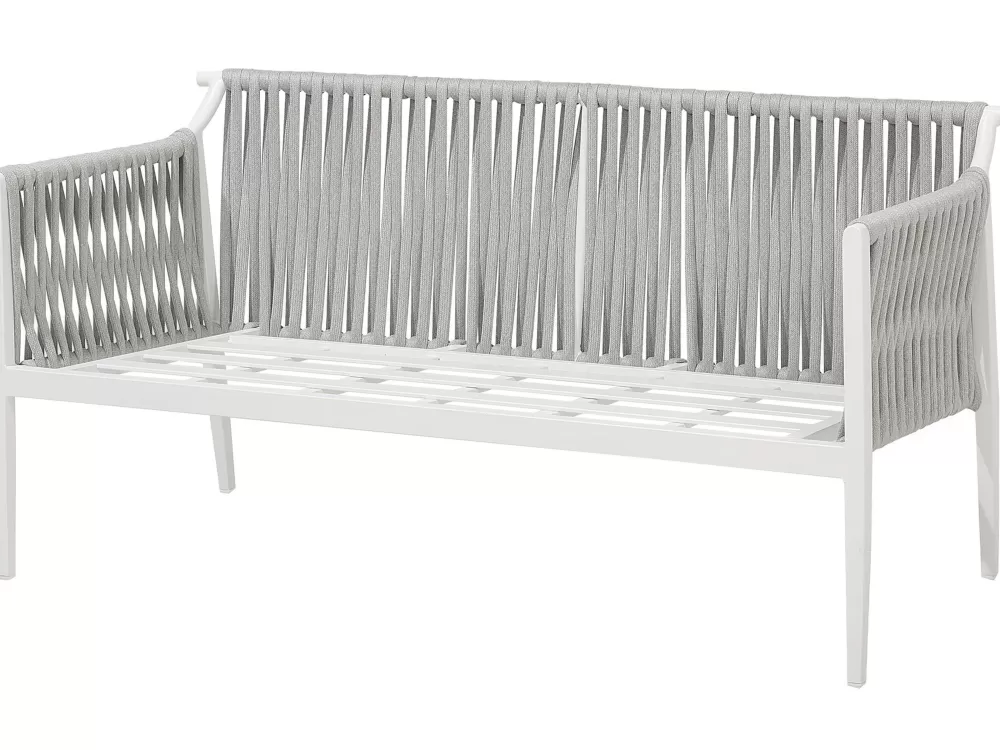 Beliani Set Divano da Giardino Moderno in Tessuto Grigio Antiscivolo, Arredamento Esterno Confortevole e Resistente per Terrazza