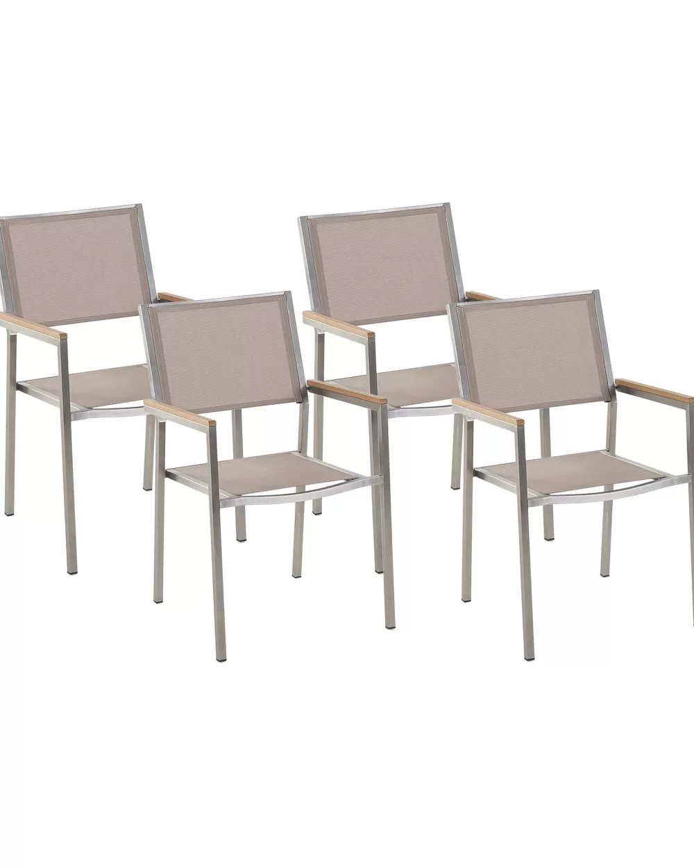 Beliani Set da 4 Sedie da Esterno Grosseto in Tessuto Antigraffio Beige - Confezione Completa per Terrazzo con Design Ergonomico