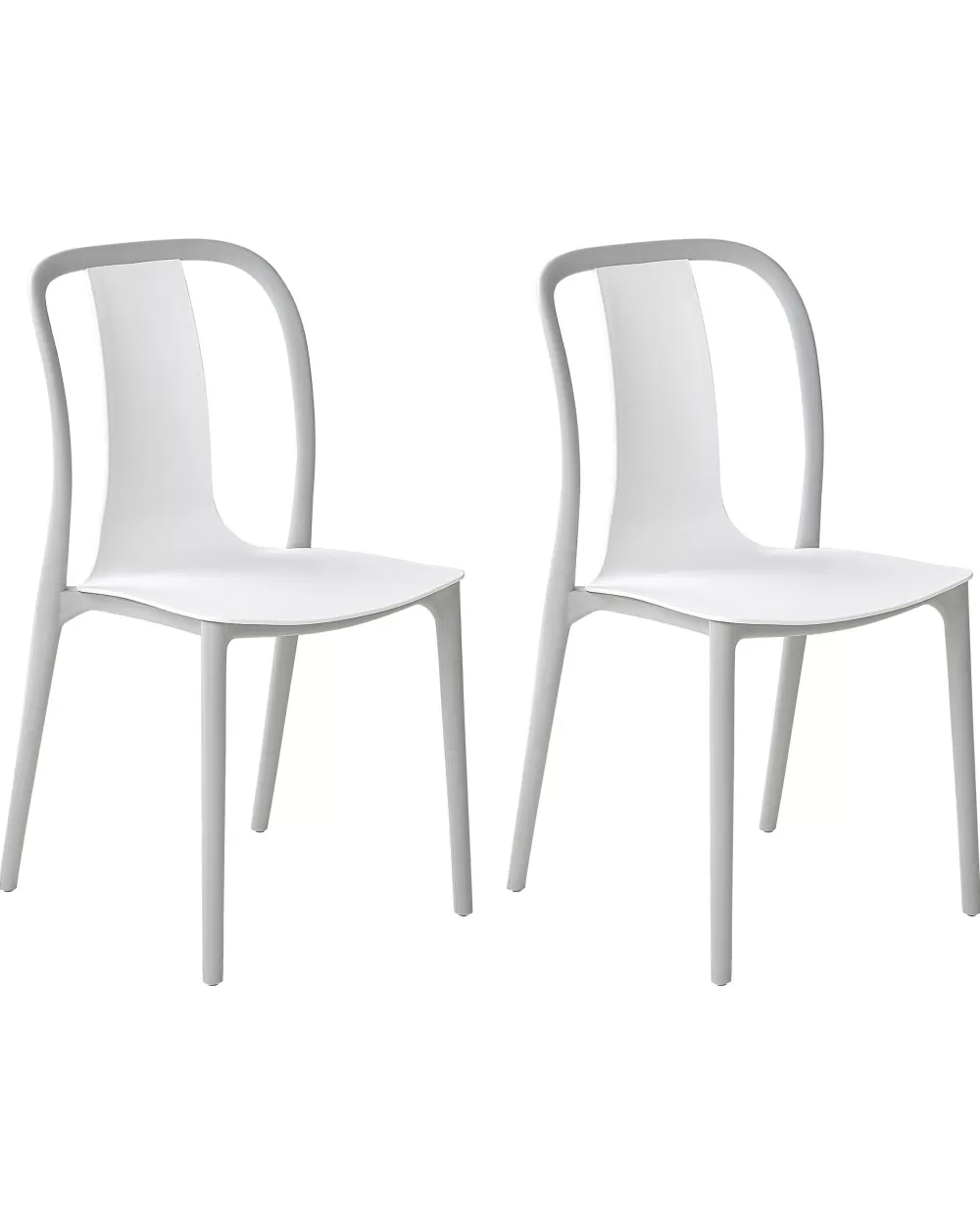 Beliani Spezia - Coppia di Sedie da Esterno in Plastica Bianco/Grigio, Design Moderno e Resistente