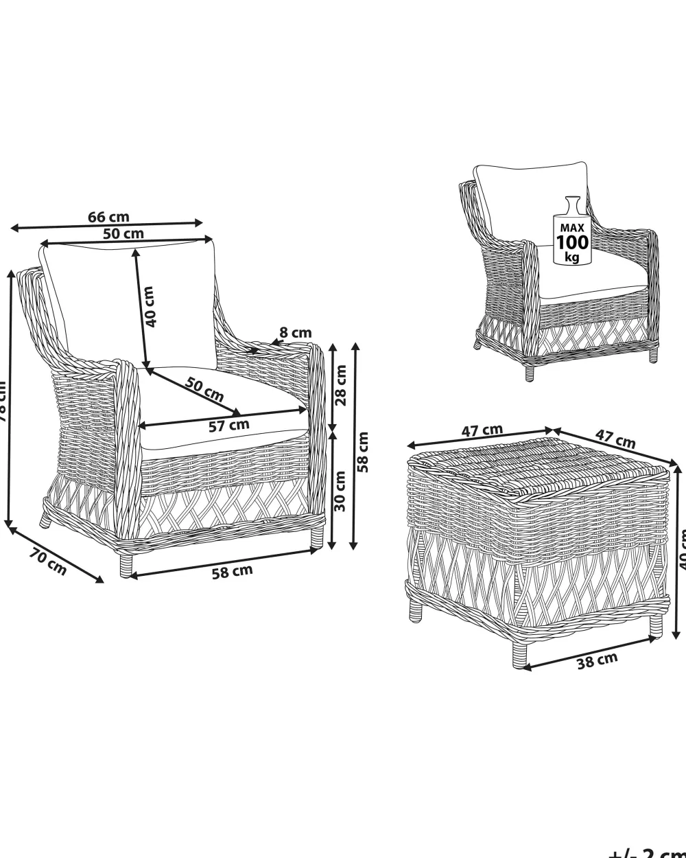 Beliani - Comode Sedie da Giardino in Vimini Naturale, Set di 2 con Design Elegante Ribolla - Tonalità Terra