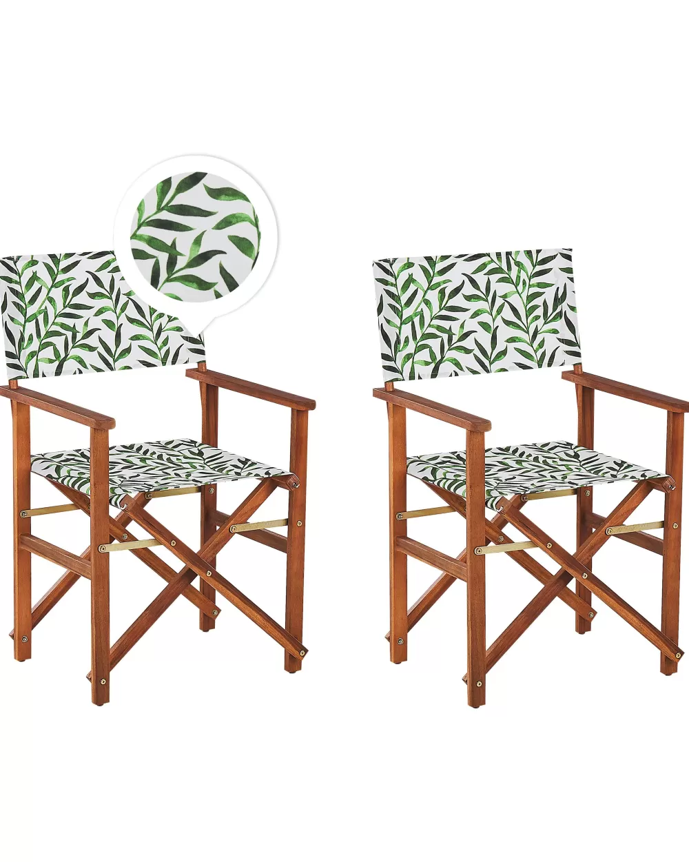 Saldi Estivi: Set 2 Sedie da Giardino in Legno di Acacia con Fodera Intercambiabile - Design Elegante Grigio e Motivo Botanico, Pratiche e Comode per Esterni