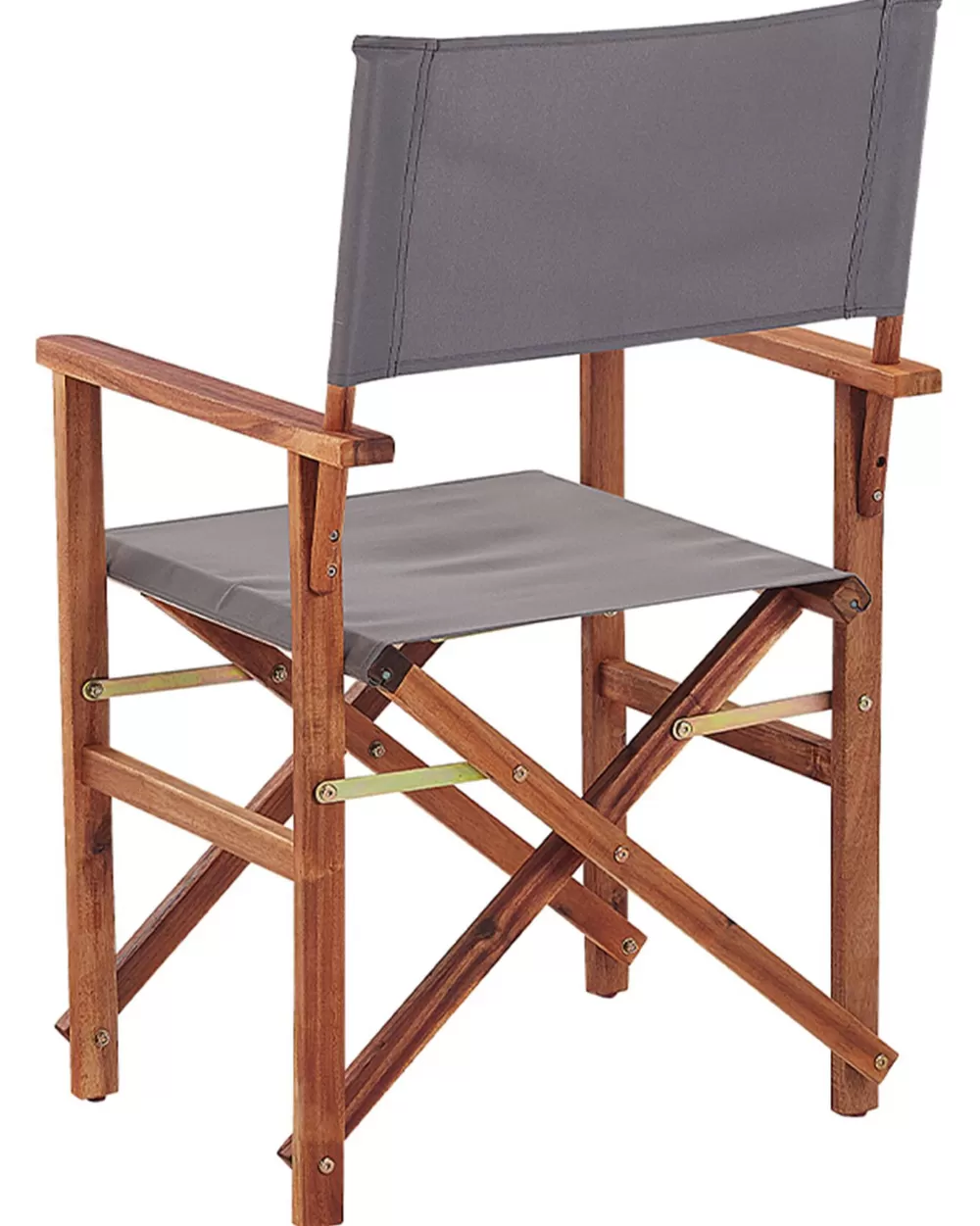 Saldi Estivi: Set 2 Sedie da Giardino in Legno di Acacia con Fodera Intercambiabile - Design Elegante Grigio e Motivo Botanico, Pratiche e Comode per Esterni