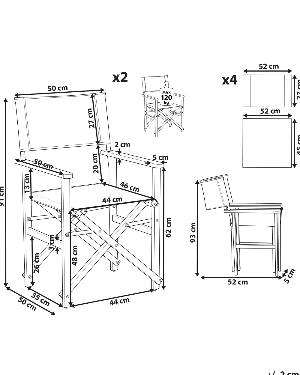 Beliani Outlet - Sedia da Giardino Elegante in Legno di Acacia Scuro con Rivestimento Intercambiabile, Set di 2 Pezzi Bianco Naturale e Motivo Olive - Collezione Cine