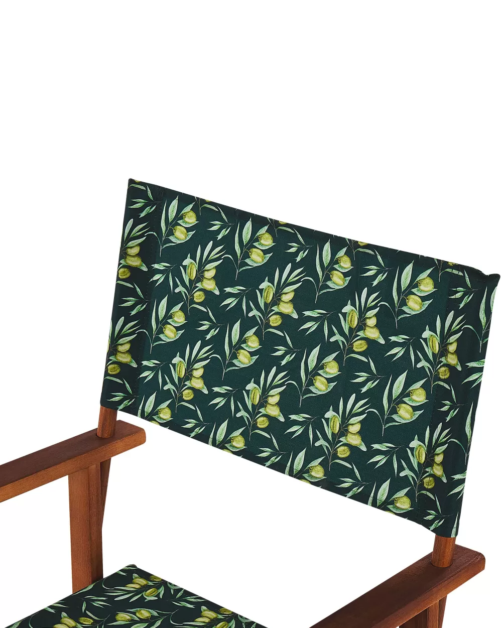 Beliani Outlet - Sedia da Giardino Elegante in Legno di Acacia Scuro con Rivestimento Intercambiabile, Set di 2 Pezzi Bianco Naturale e Motivo Olive - Collezione Cine