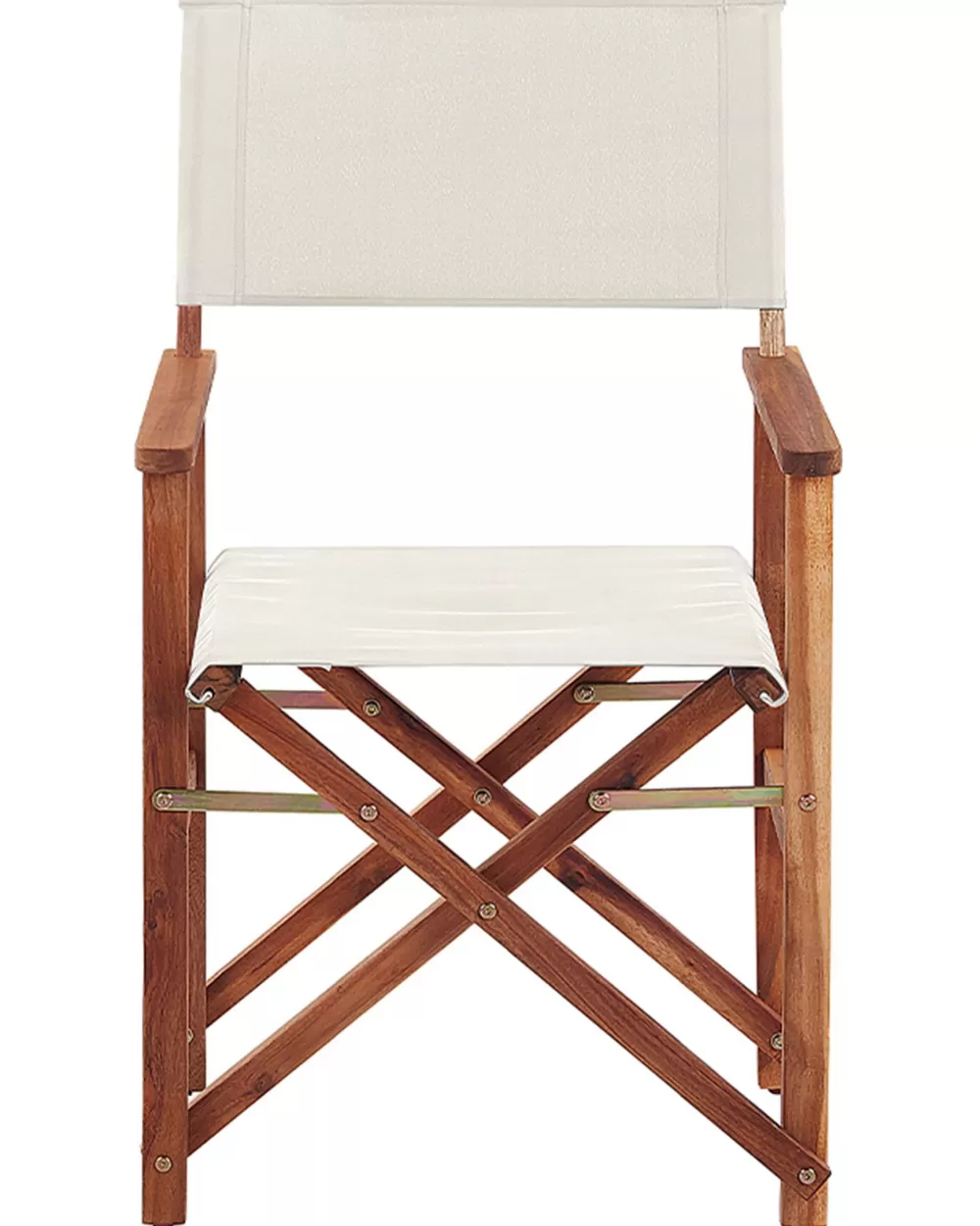 Beliani Outlet - Sedia da Giardino Elegante in Legno di Acacia Scuro con Rivestimento Intercambiabile, Set di 2 Pezzi Bianco Naturale e Motivo Olive - Collezione Cine