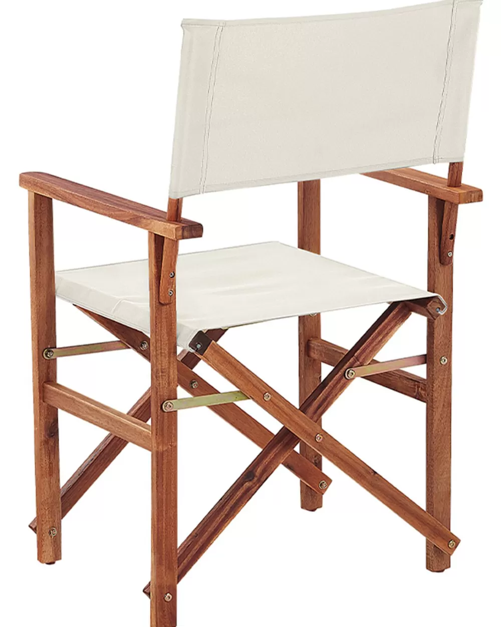 Beliani Outlet - Sedia da Giardino Elegante in Legno di Acacia Scuro con Rivestimento Intercambiabile, Set di 2 Pezzi Bianco Naturale e Motivo Olive - Collezione Cine