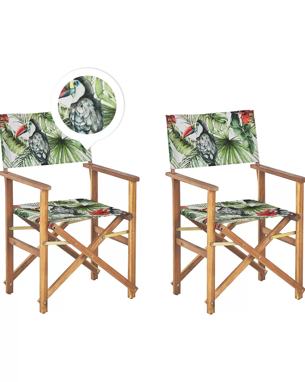 Beliani Sedia da Giardino Elegante in Legno di Acacia Chiaro con Rivestimenti Intercambiabili - Set da 2 Pezzi Grigio/Tucano + 2 Tessuti Ciniglia, Design Funzionale per Esterni