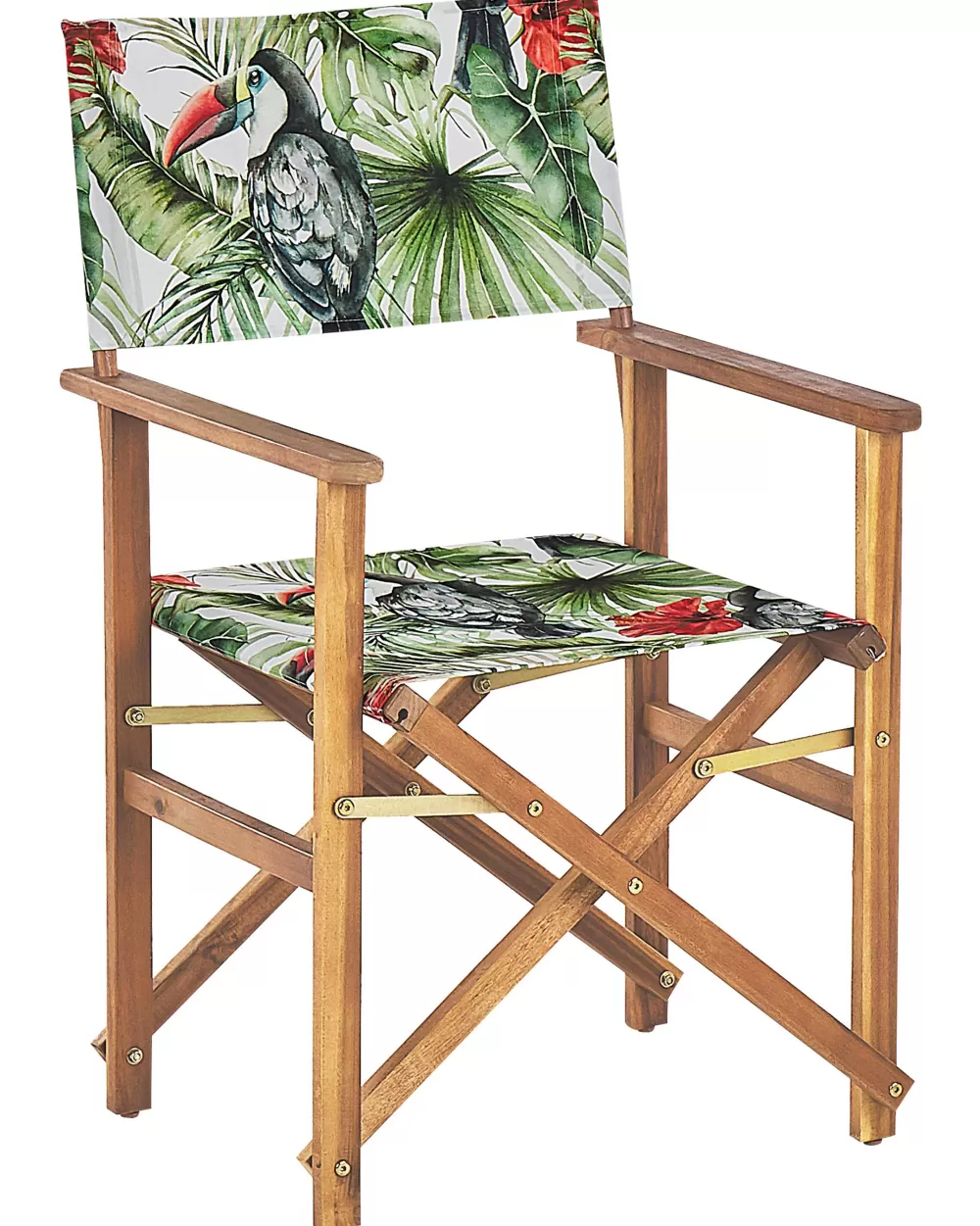 Beliani Sedia da Giardino Elegante in Legno di Acacia Chiaro con Rivestimenti Intercambiabili - Set da 2 Pezzi Grigio/Tucano + 2 Tessuti Ciniglia, Design Funzionale per Esterni