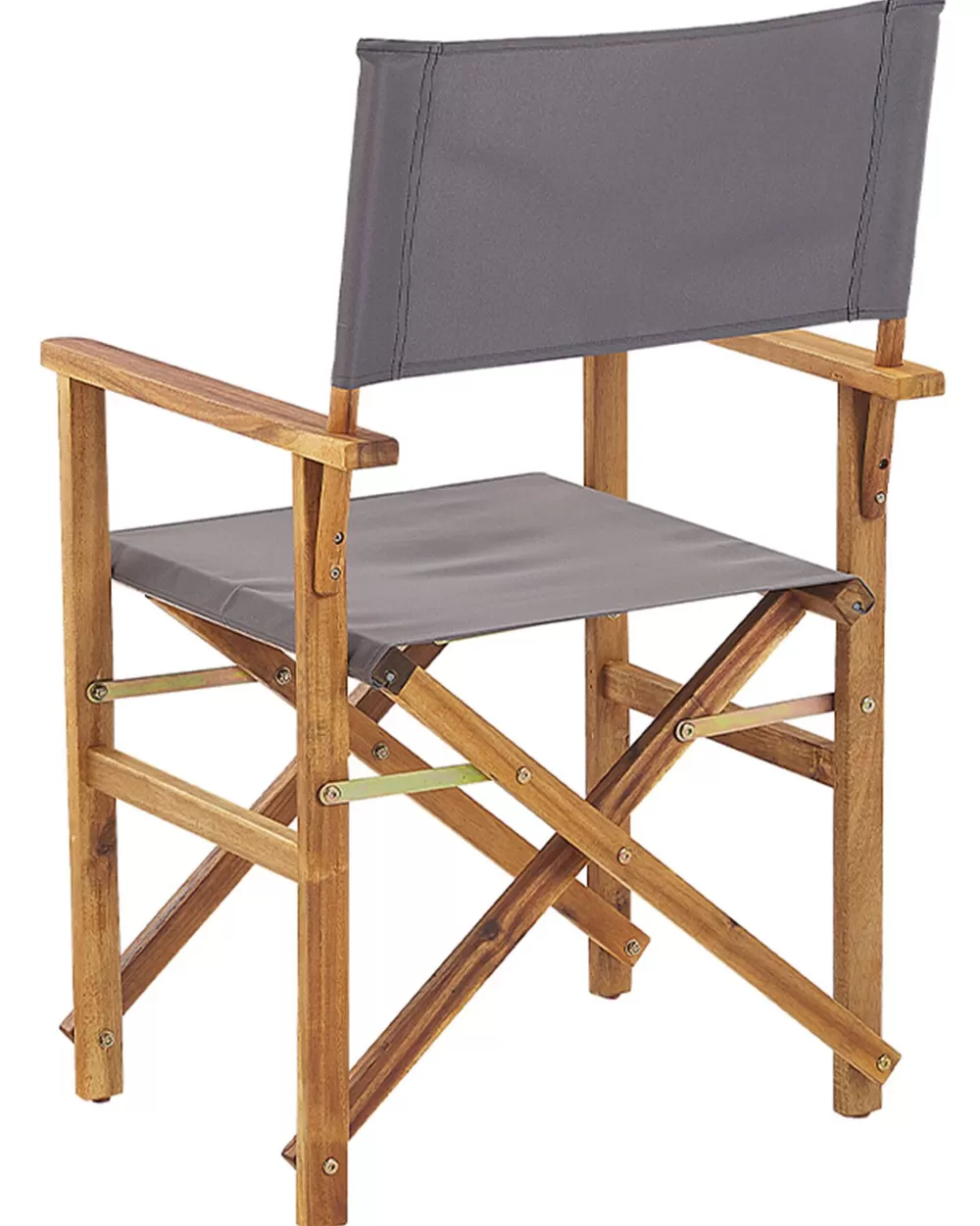 Beliani Sedia da Giardino Elegante in Legno di Acacia Chiaro con Rivestimenti Intercambiabili - Set da 2 Pezzi Grigio/Tucano + 2 Tessuti Ciniglia, Design Funzionale per Esterni