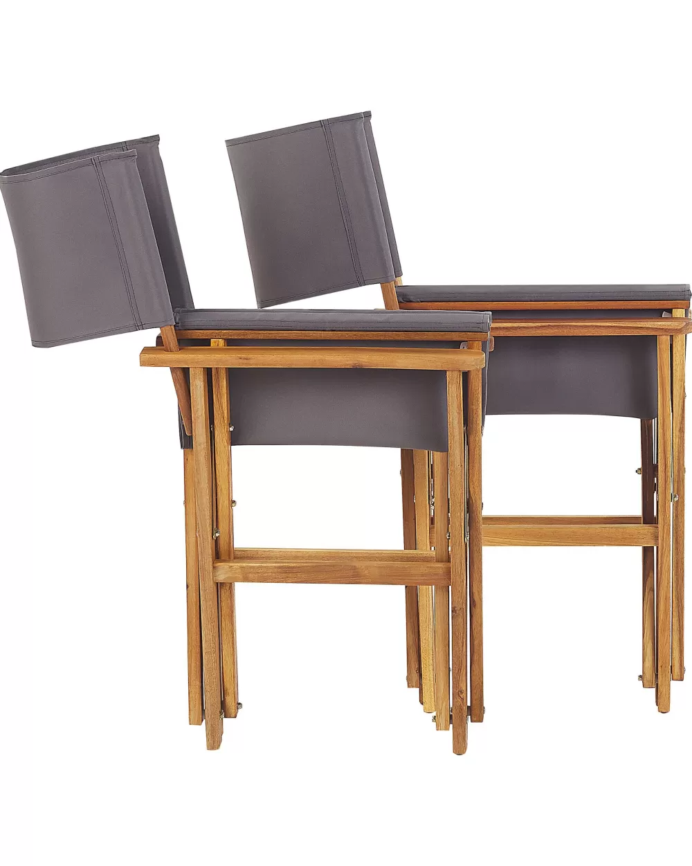 Beliani Sedia da Giardino Elegante in Legno di Acacia Chiaro con Rivestimenti Intercambiabili - Set da 2 Pezzi Grigio/Tucano + 2 Tessuti Ciniglia, Design Funzionale per Esterni