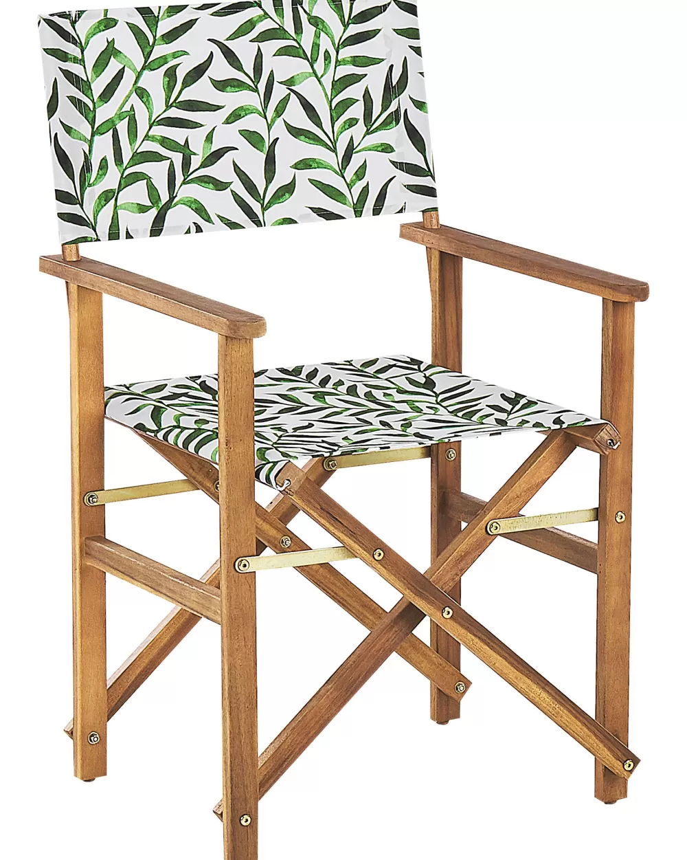 Beliani Offerta Speciale: 2 Sedie da Giardino in Legno di Acacia con Rivestimenti Intercambiabili - Bianco Naturale e Motivo Fogliare, Confezione Doppia