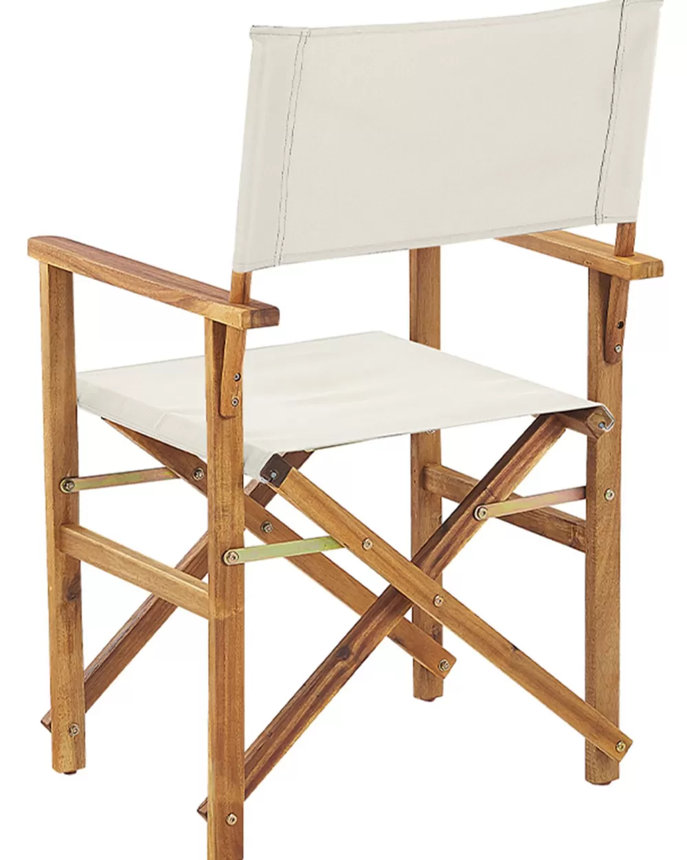 Beliani Offerta Speciale: 2 Sedie da Giardino in Legno di Acacia con Rivestimenti Intercambiabili - Bianco Naturale e Motivo Fogliare, Confezione Doppia