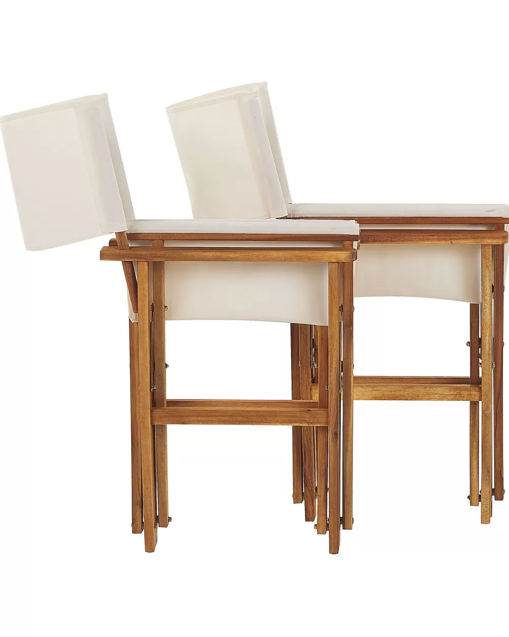 Beliani Offerta Speciale: 2 Sedie da Giardino in Legno di Acacia con Rivestimenti Intercambiabili - Bianco Naturale e Motivo Fogliare, Confezione Doppia