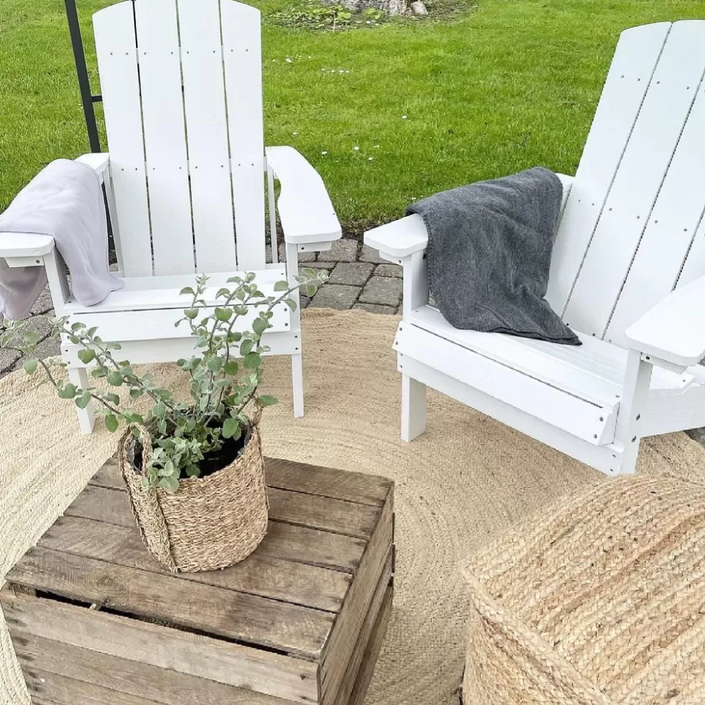 Beliani - Poltrona Relax da Esterno in Stile Adirondack, Design Ergonomico per Giardino, Terrazza o Veranda - Bianco Naturale