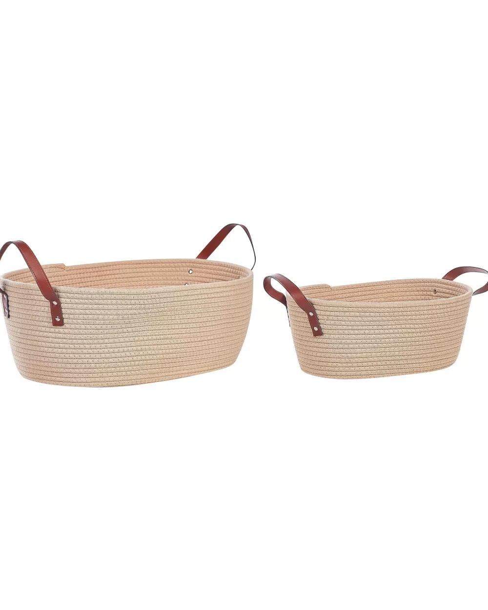 Cesto in cotone elegante beige chiaro - confezione da 2 pezzi Beliani, ideale per arredamento pratico e stiloso | Collezione Gissar