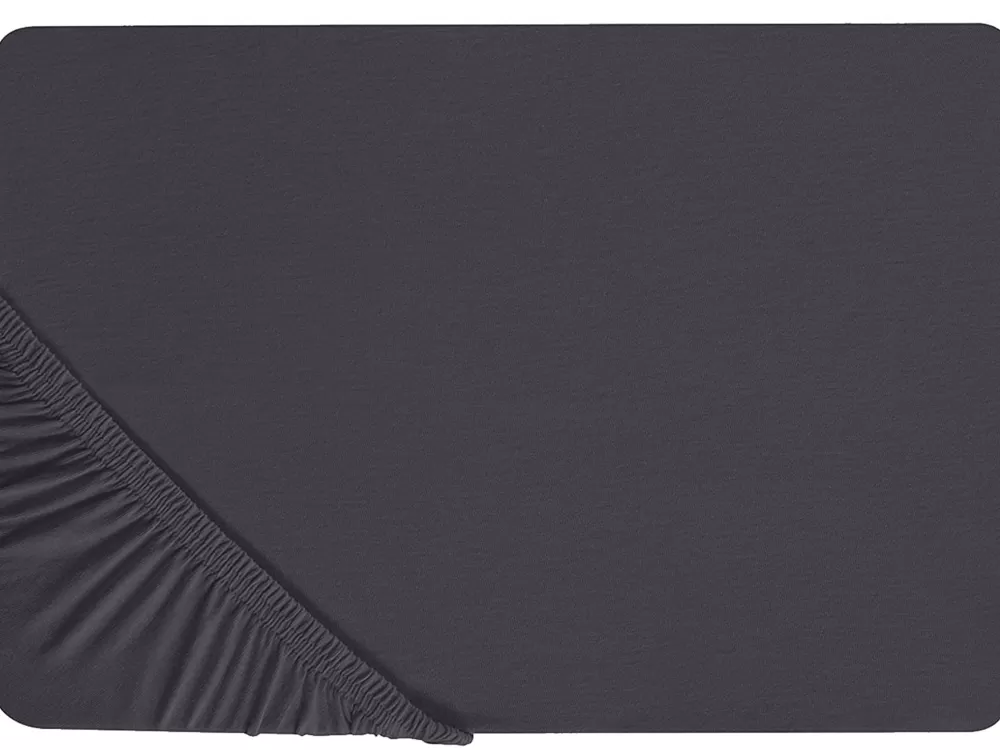Lenzuolo Beliani in Cotone Pre-Ondulato Nero con Finitura Antiscivolo - 90x200 cm Collezione Hofuf